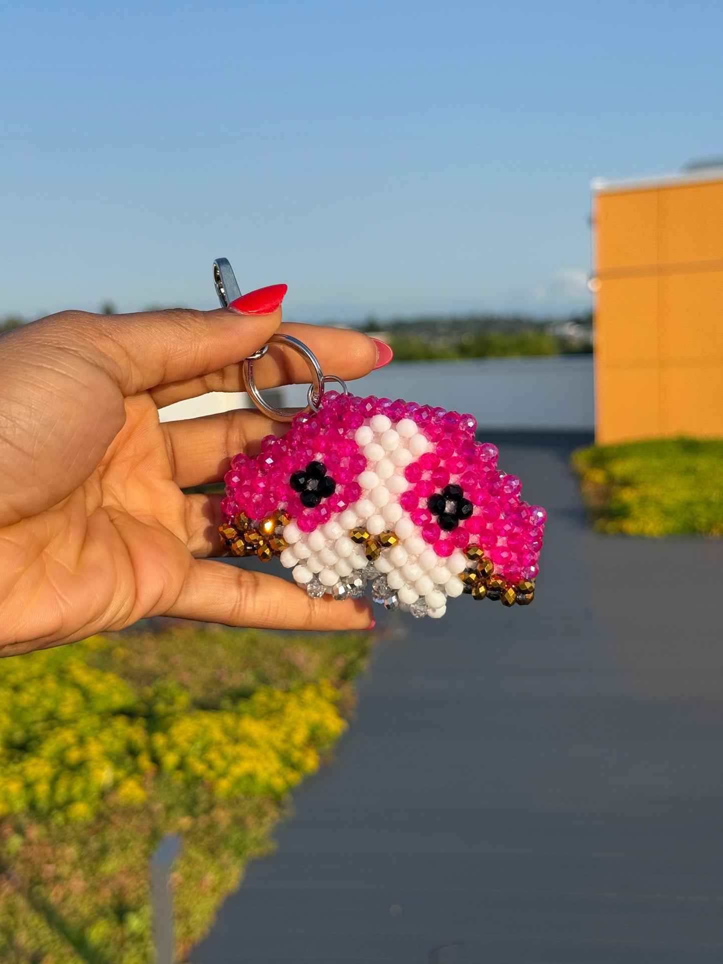 Pink dog keychain