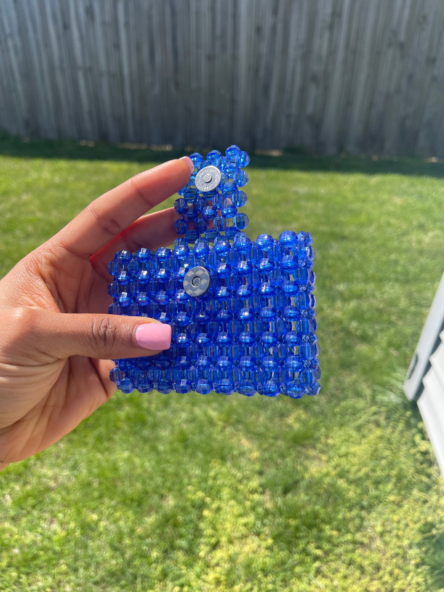 Blue ~~Beaded cardholder (wallet)