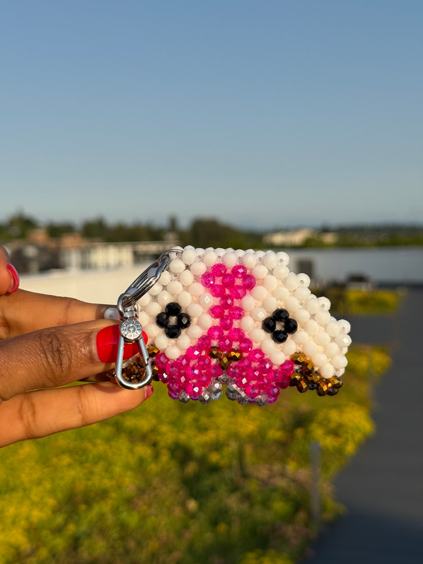 Pink dog keychain