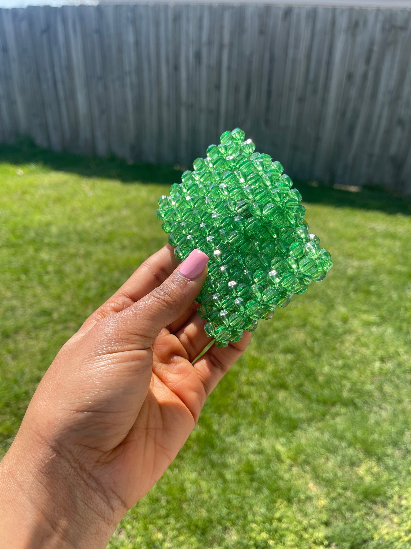 Green~ Beaded Cardholder (Wallet)