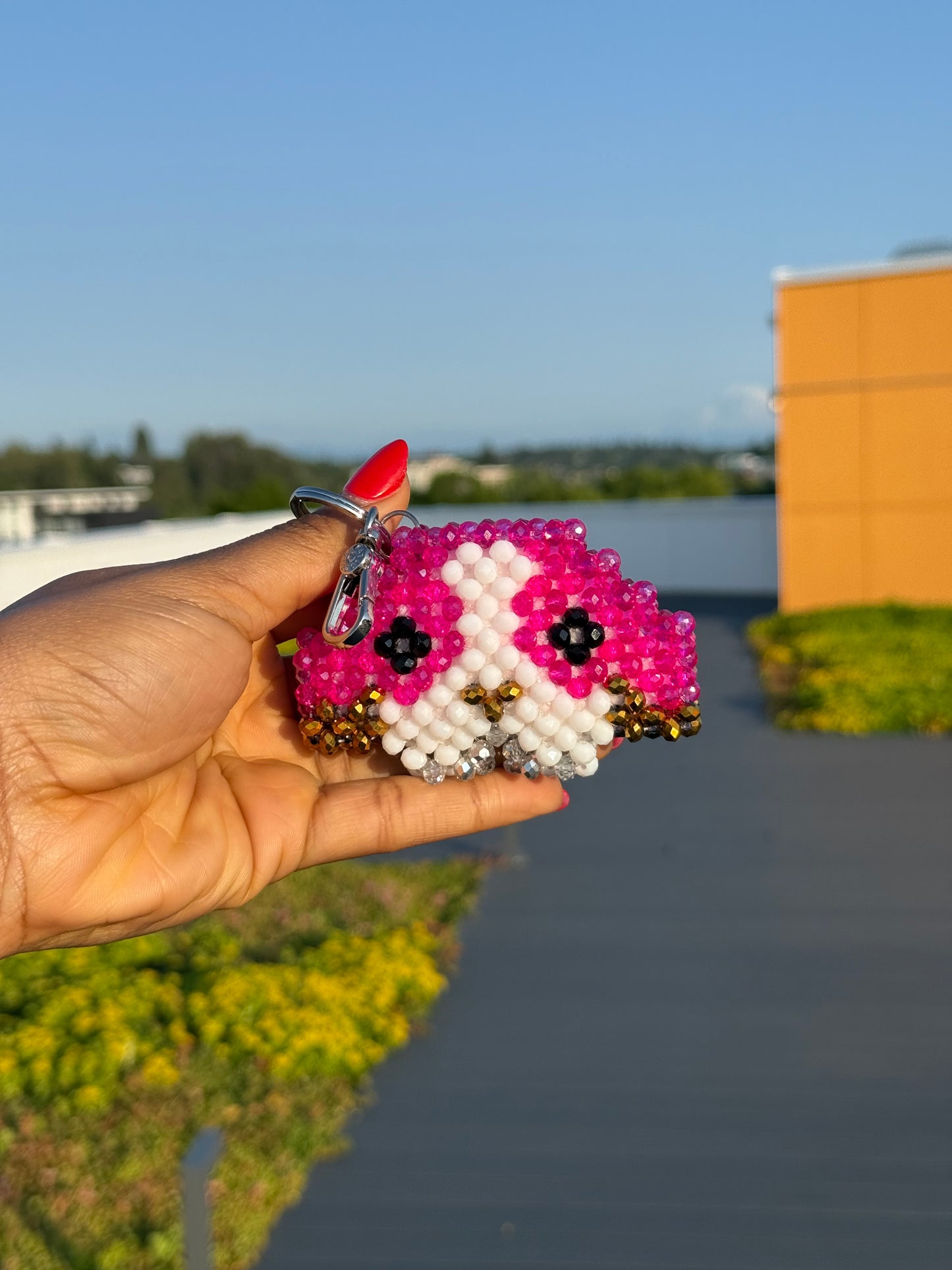 Pink dog keychain