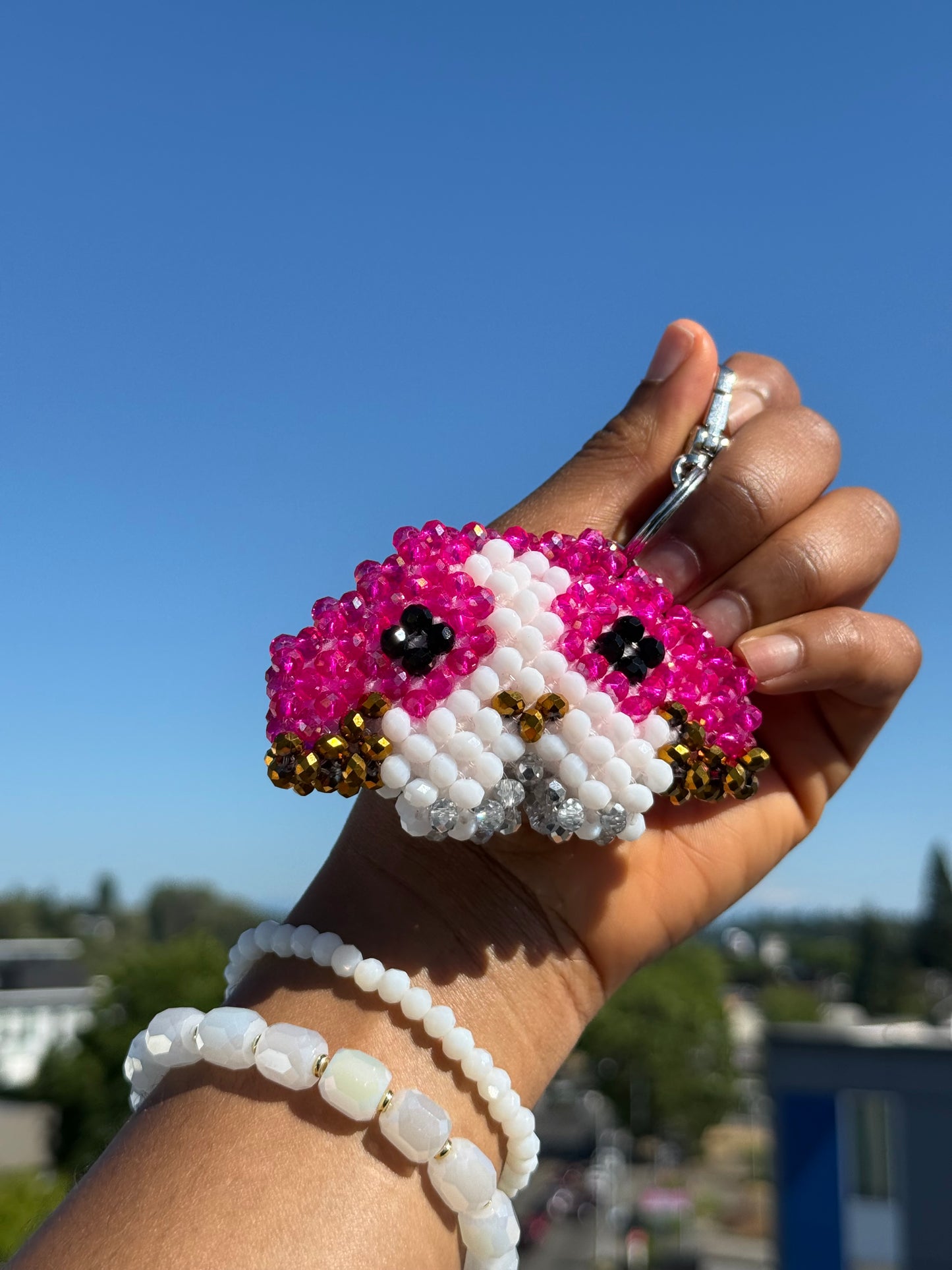 Pink dog keychain