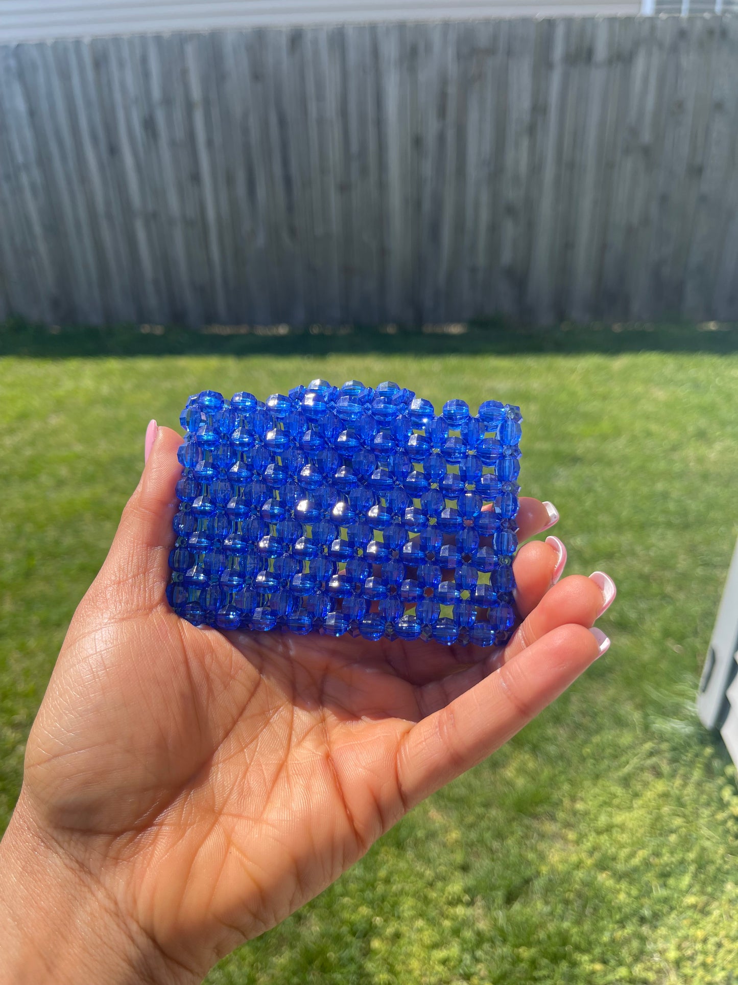 Blue ~~Beaded cardholder (wallet)