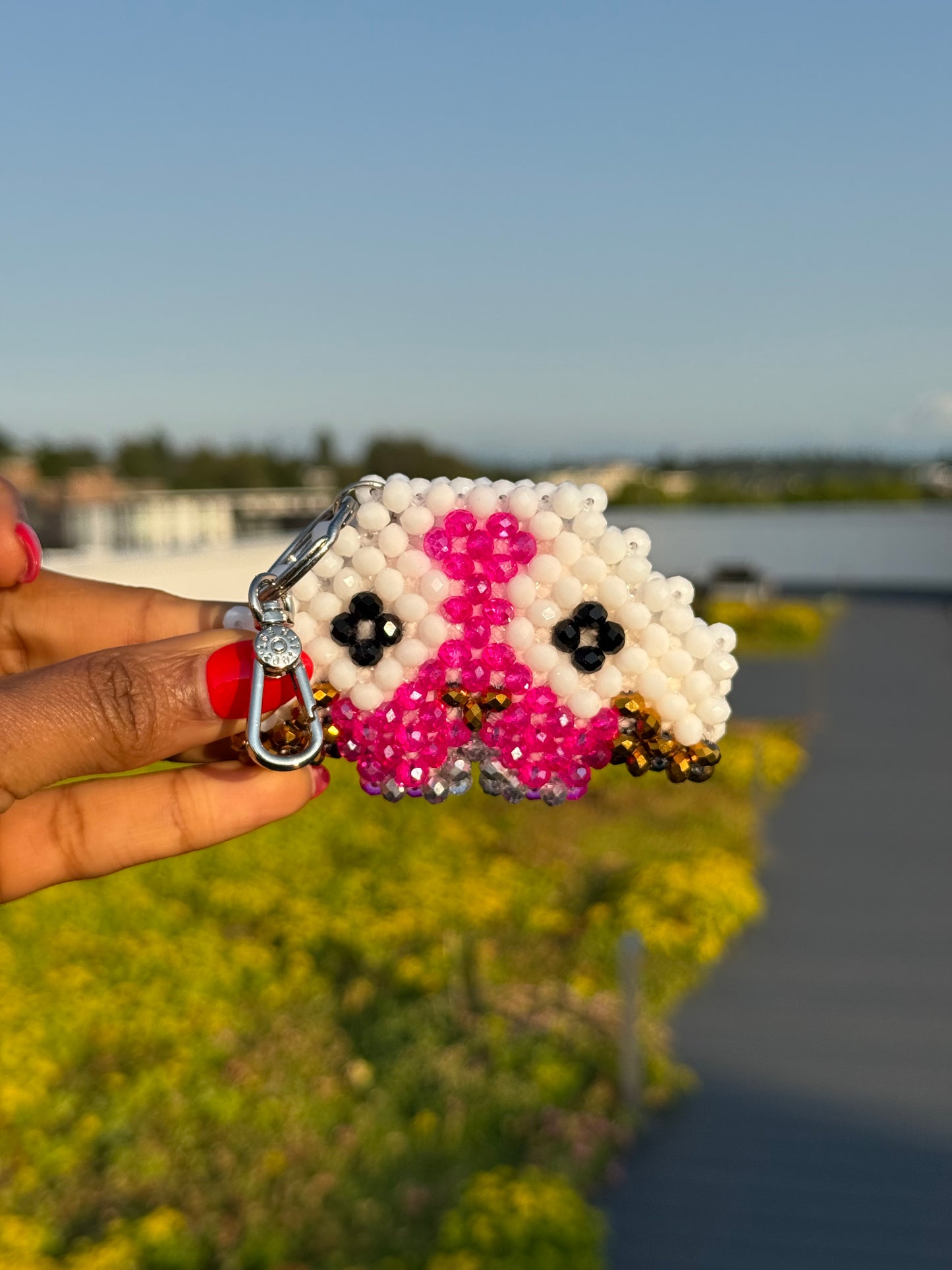 Pink dog keychain