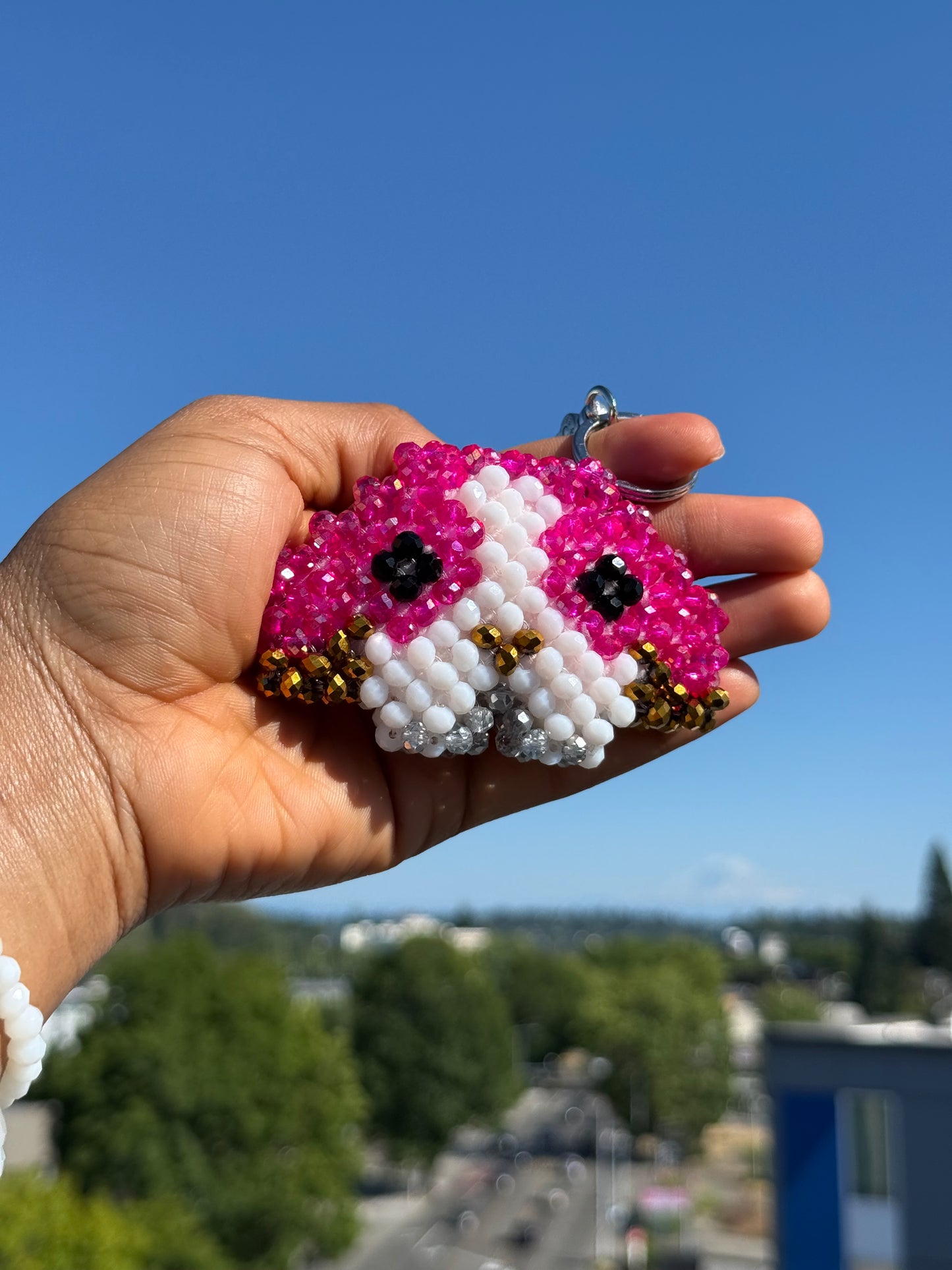 Pink dog keychain