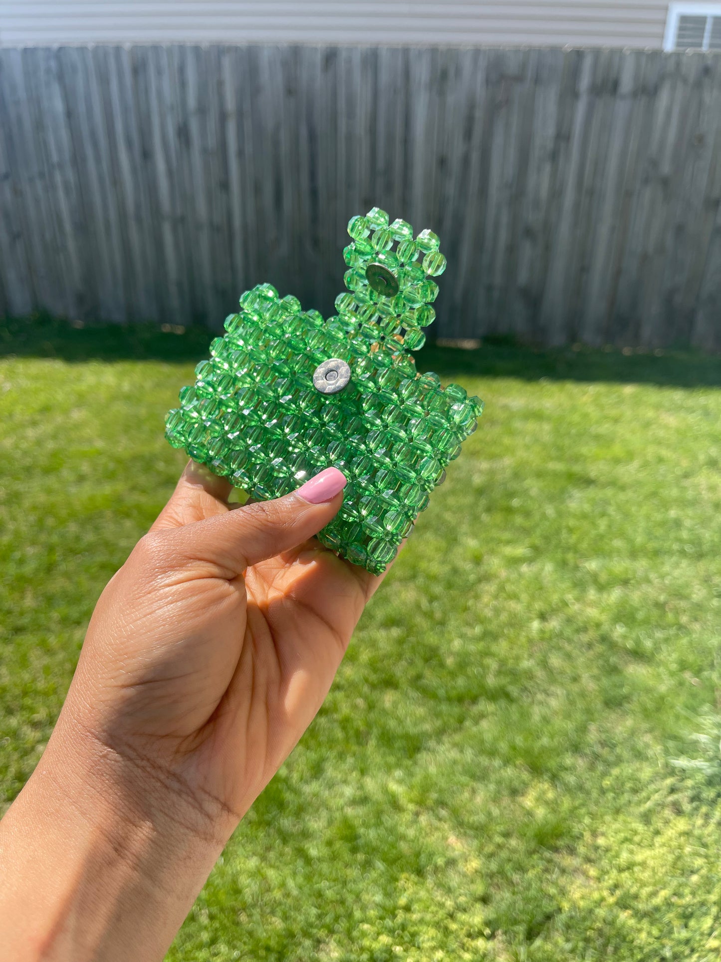 Green~ Beaded Cardholder (Wallet)