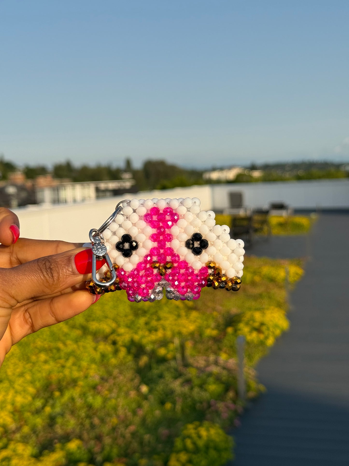Pink dog keychain