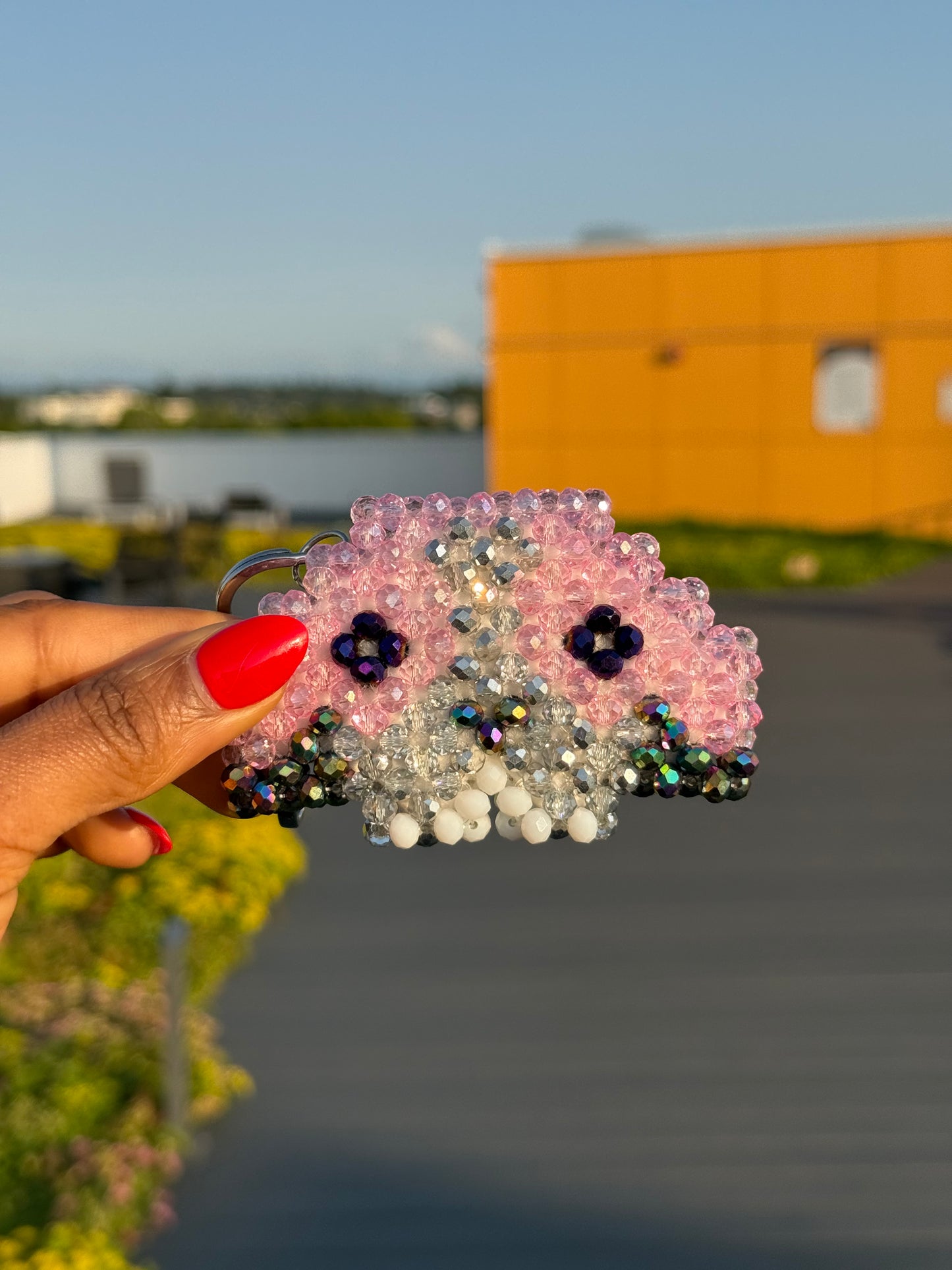 Pink dog keychain
