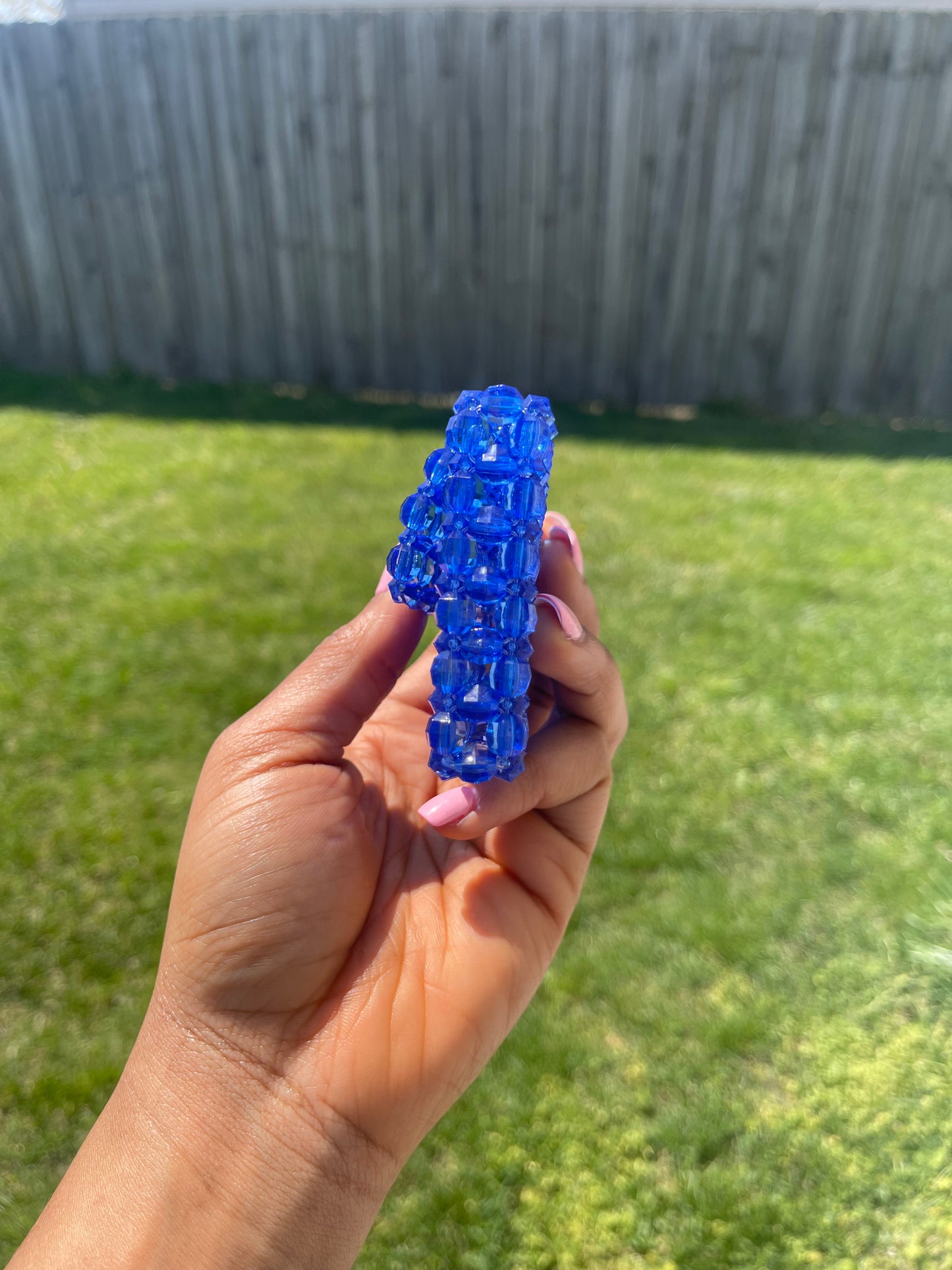 Blue ~~Beaded cardholder (wallet)