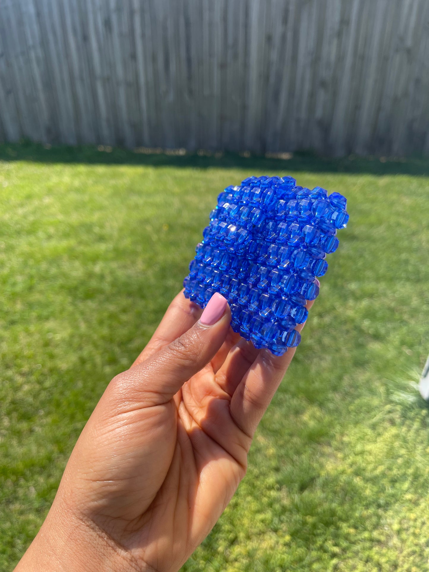 Blue ~~Beaded cardholder (wallet)