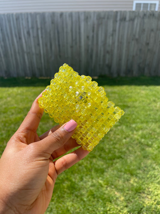 Yellow~Beaded Cardholder (wallet)