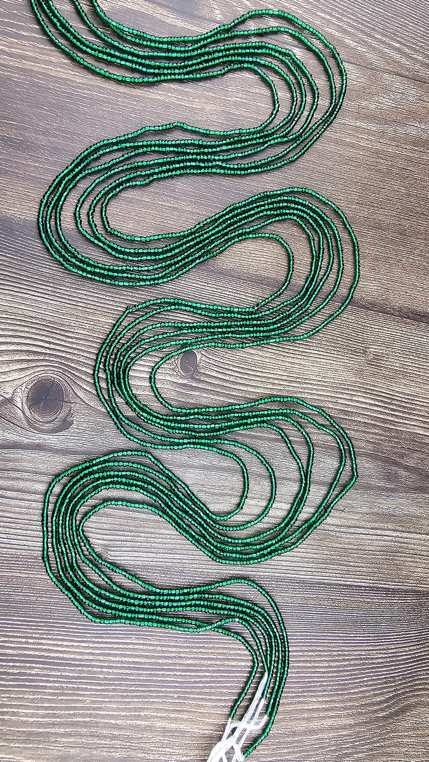 Solid green African waist beads