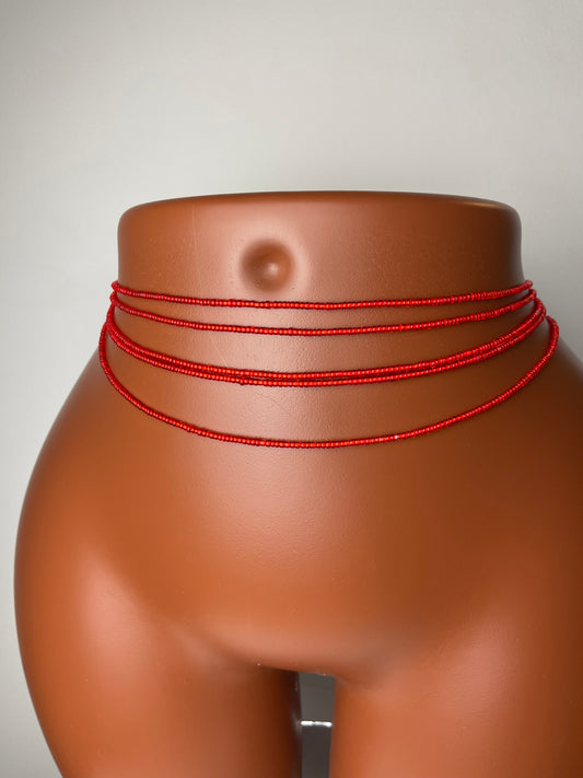 Solid red waistbeads