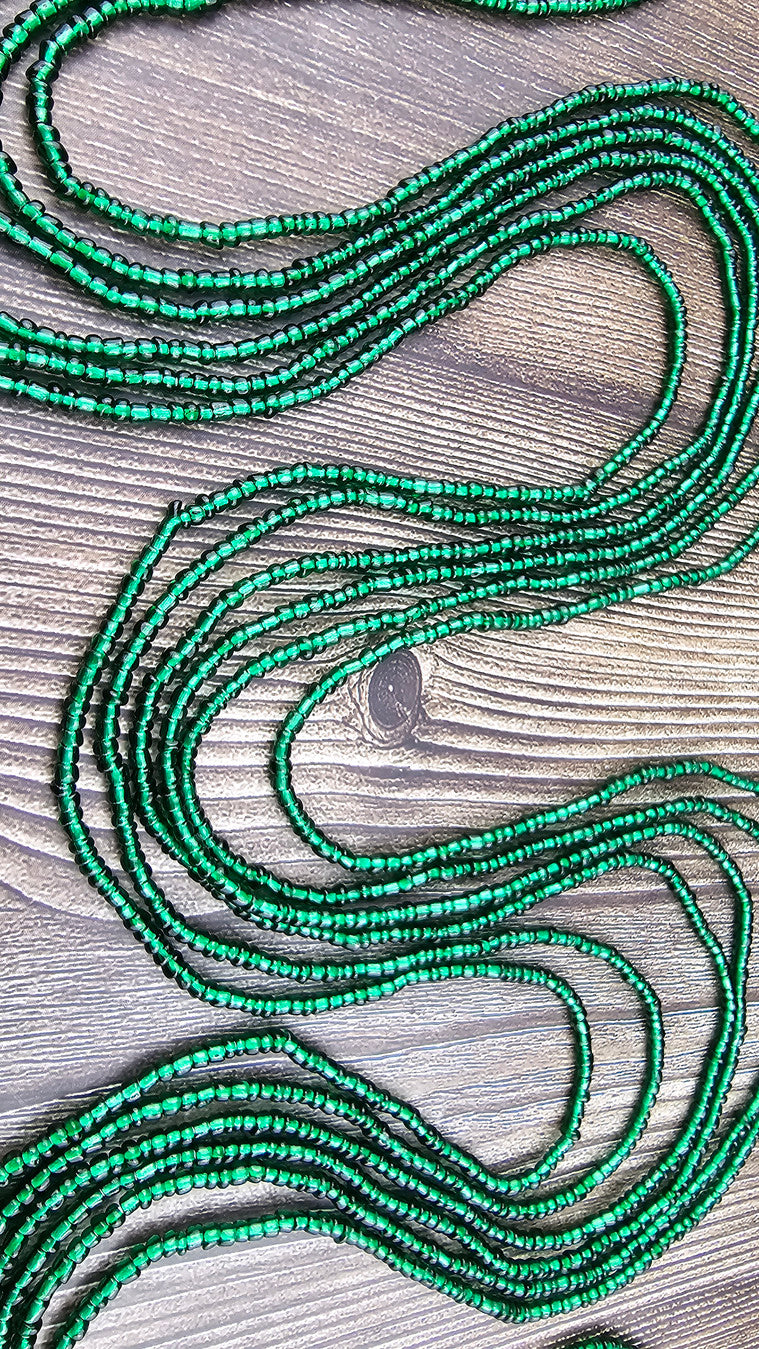 Solid green African waist beads