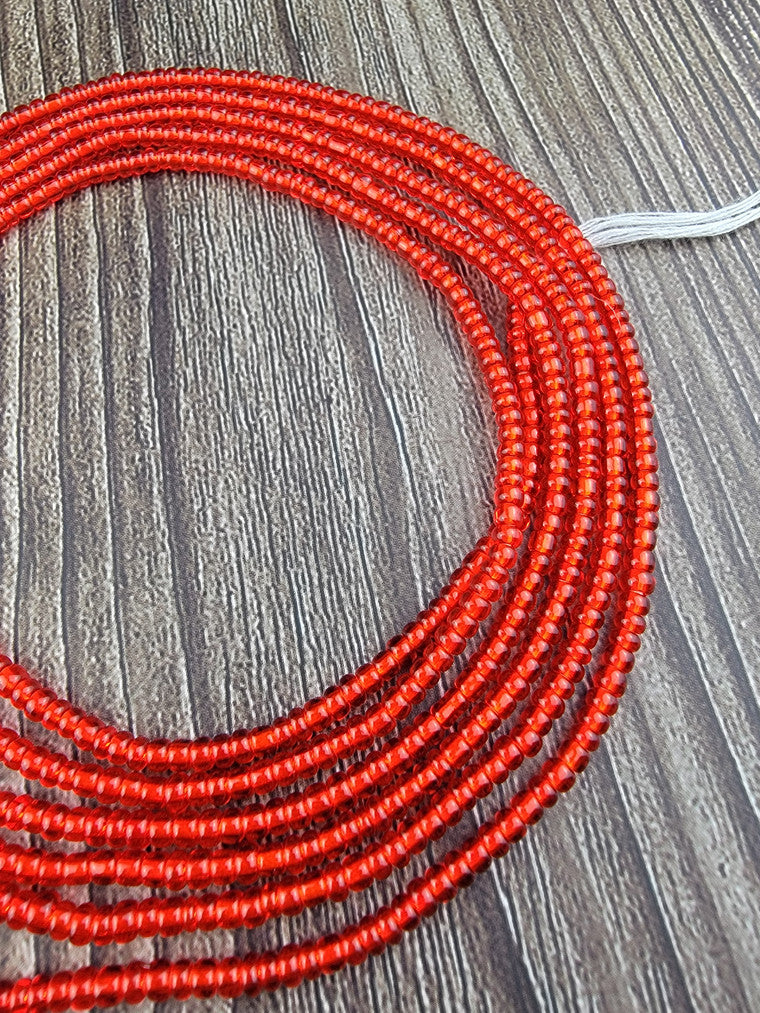 Solid red waistbeads