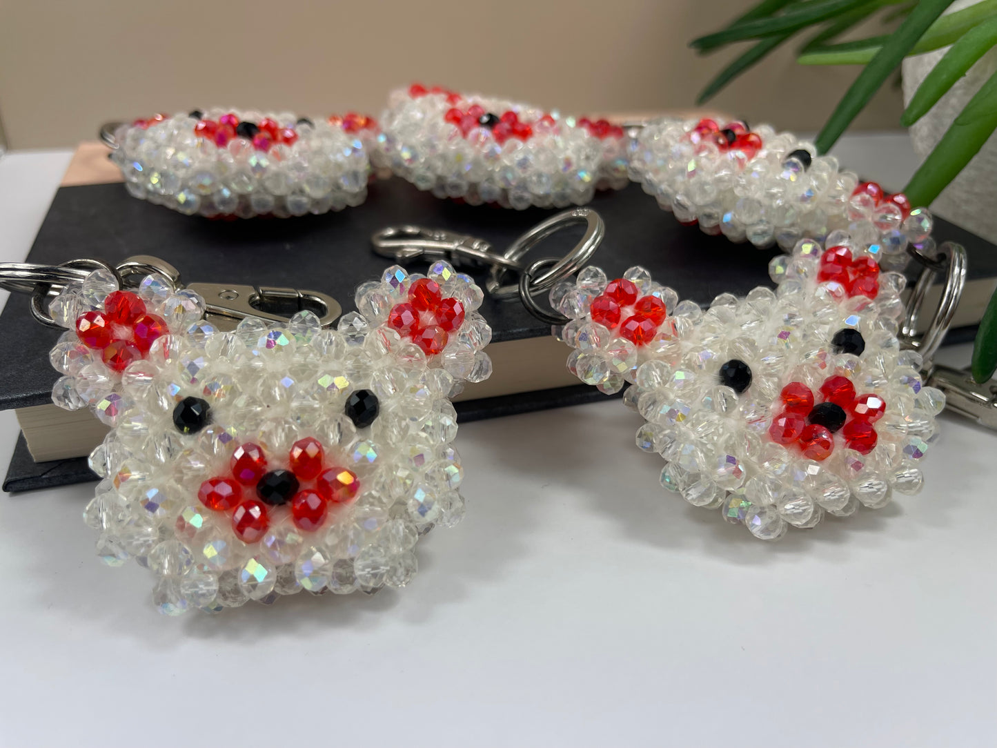 White TeddyBear keychain