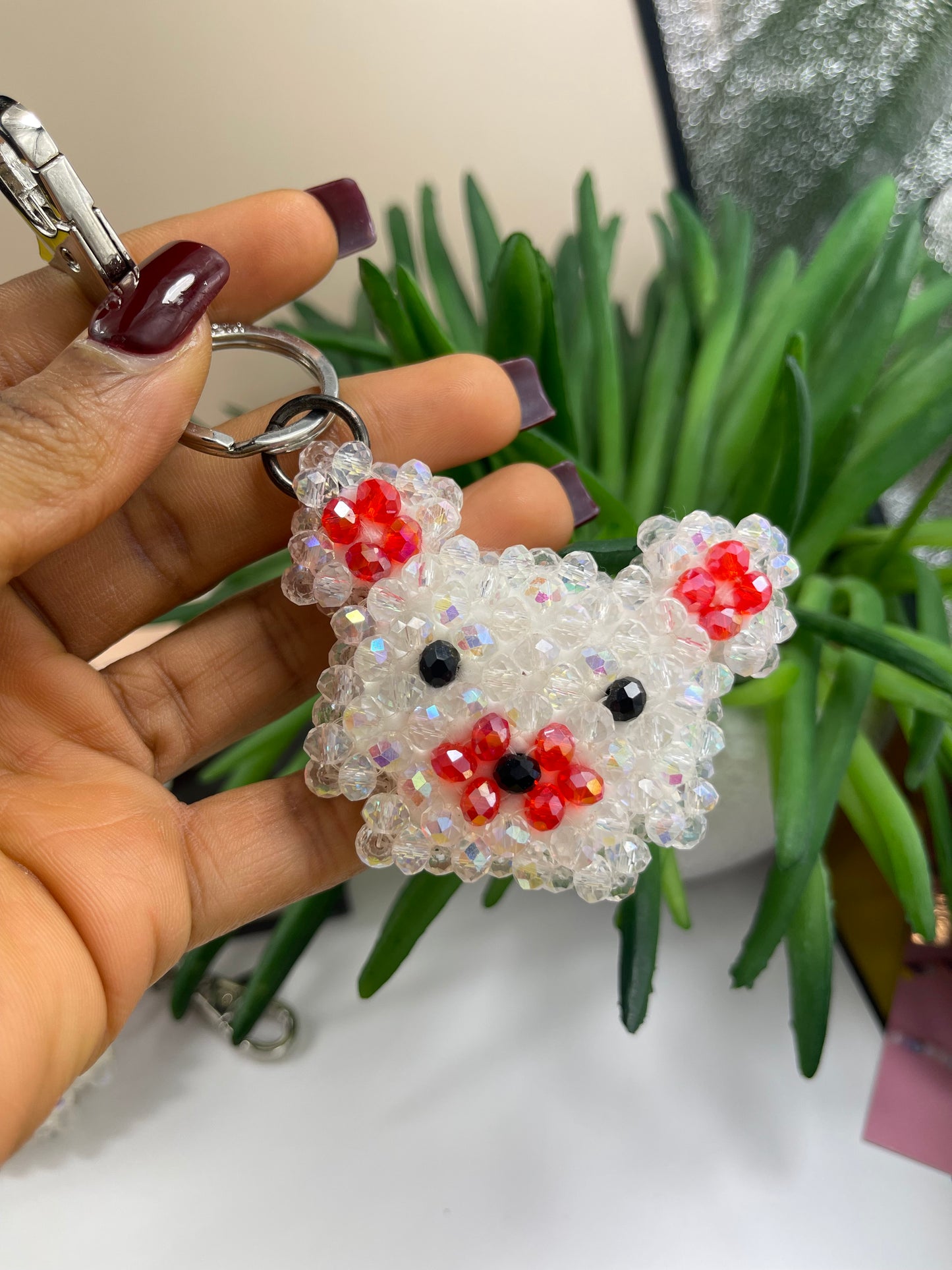 White TeddyBear keychain