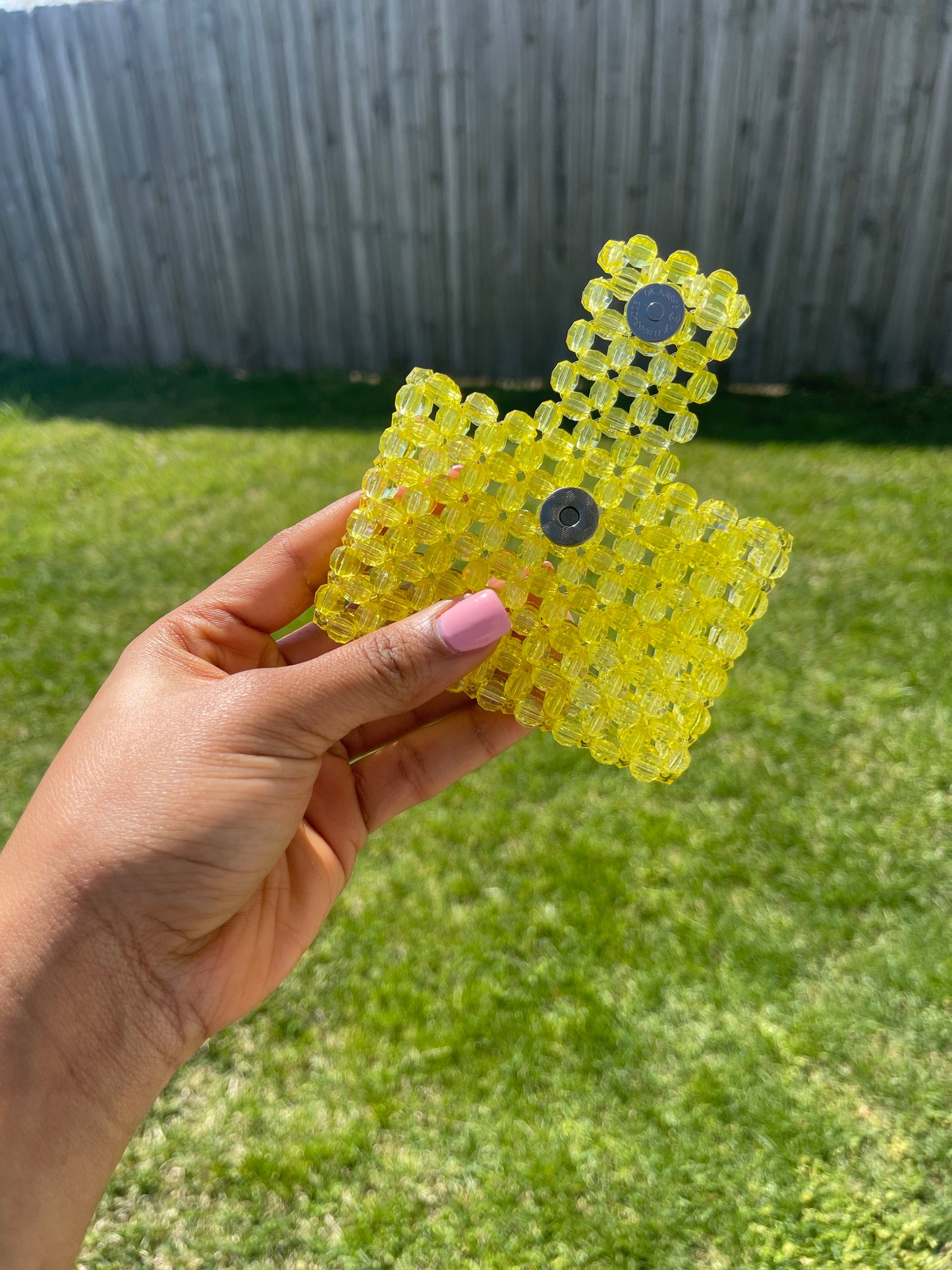 Yellow~Beaded Cardholder (wallet)