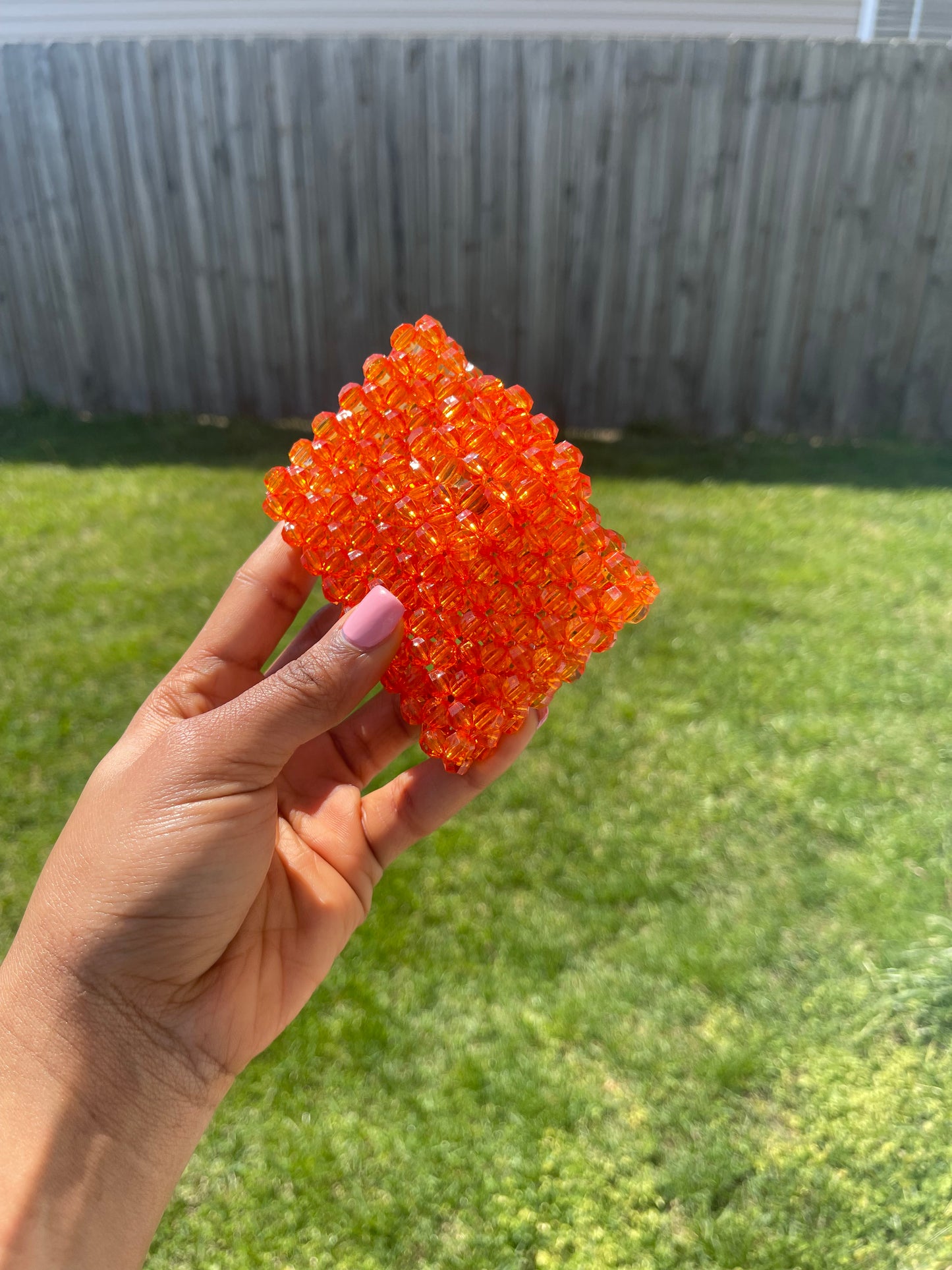 Orange ~ Beaded Cardholder (Wallet)