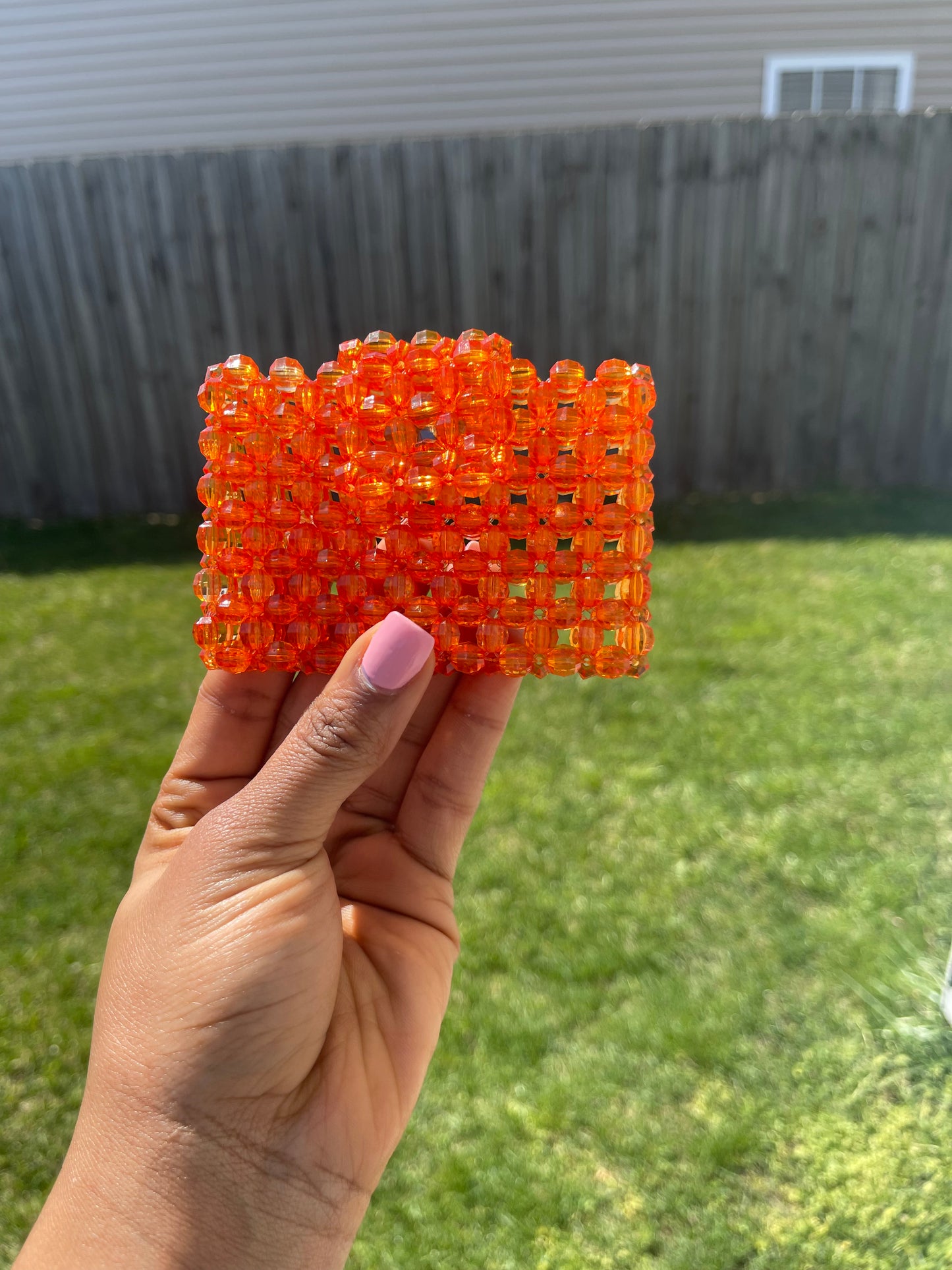 Orange ~ Beaded Cardholder (Wallet)