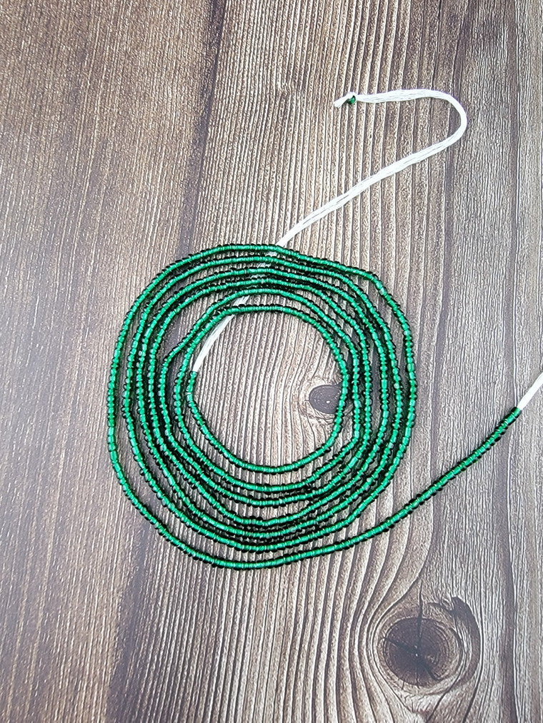 Solid green African waist beads